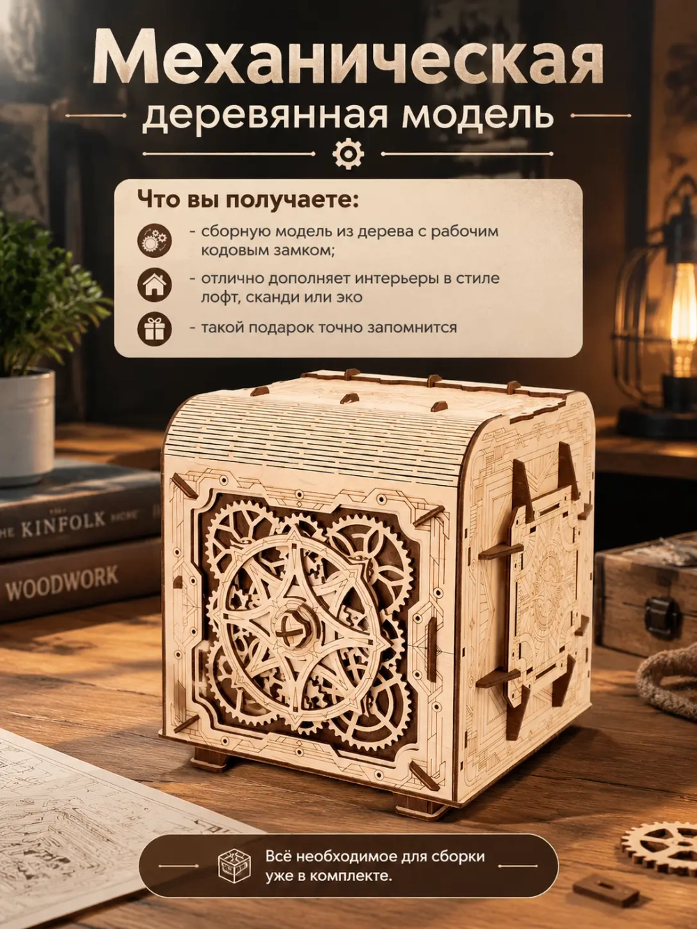 Деревянный конструктор Механический Сейф (EWA)