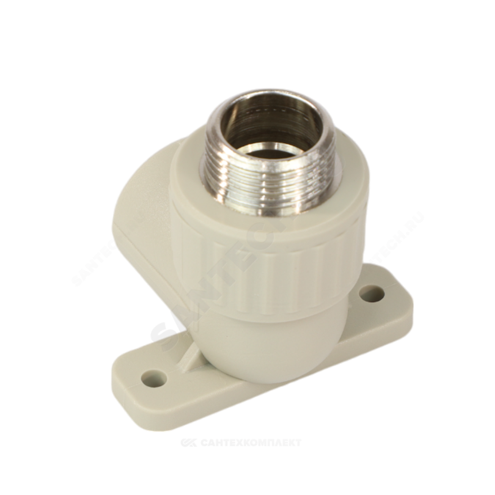 Угольник PP-R комбинированный серый Дн 20х3/4" НР с креплением VALFEX 10121120Г