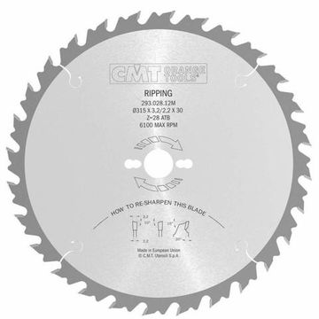 Диск пильный по дереву (315х30х3.2/2.2 мм; Z=28) CMT 293.028.12M
