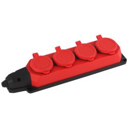 Колодка ЭРА K-4e-RED-IP44 каучуковая с заземлением 4 розетки 16A IP44 красная | Электротовары