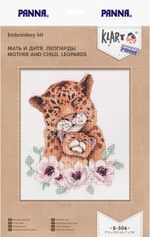 Набор для вышивания нитками Klart, Мать и дитя. Леопарды, 17.5х19.5 см