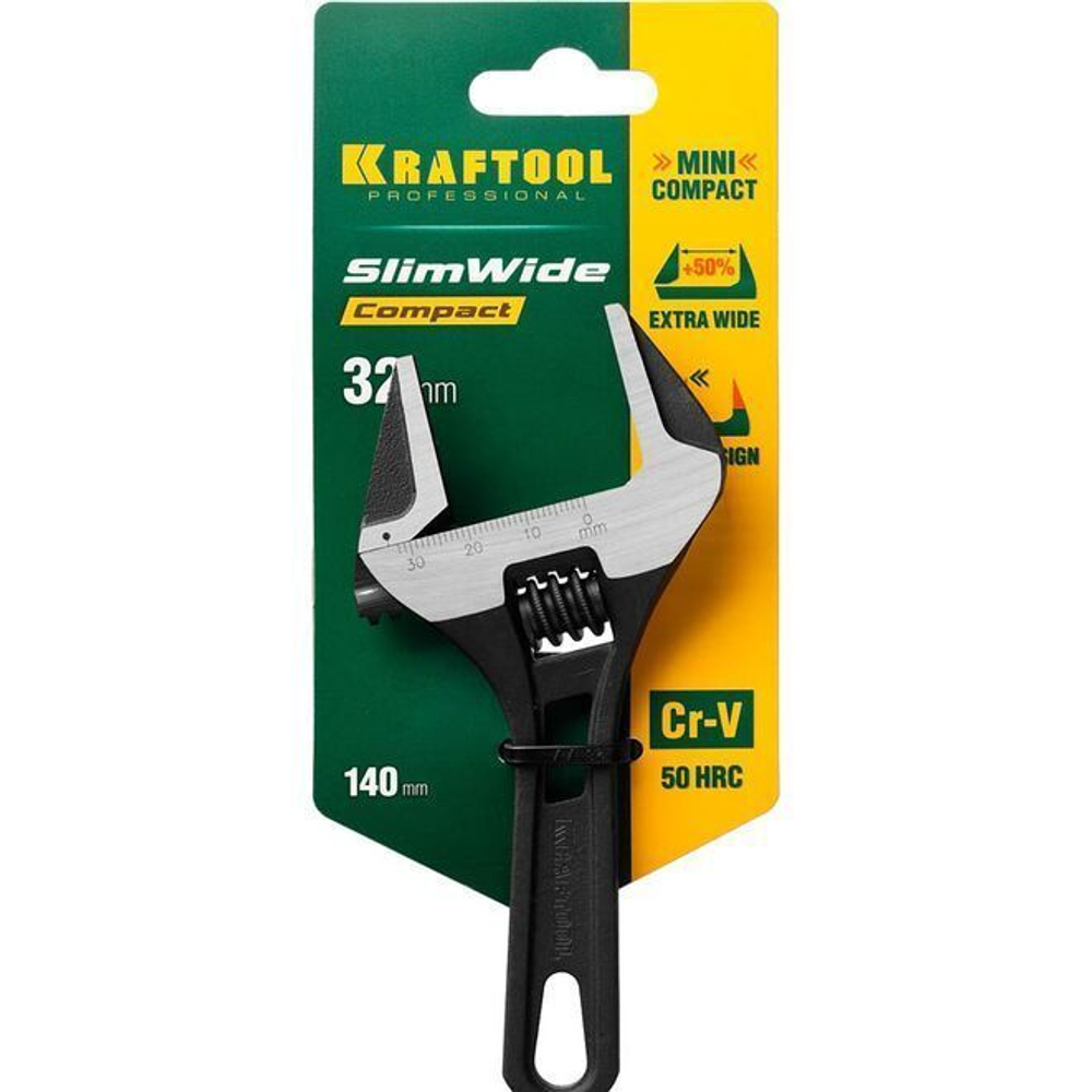 KRAFTOOL 160/43 мм, Cr-V, ключ разводной SlimWide Compact 27266-25