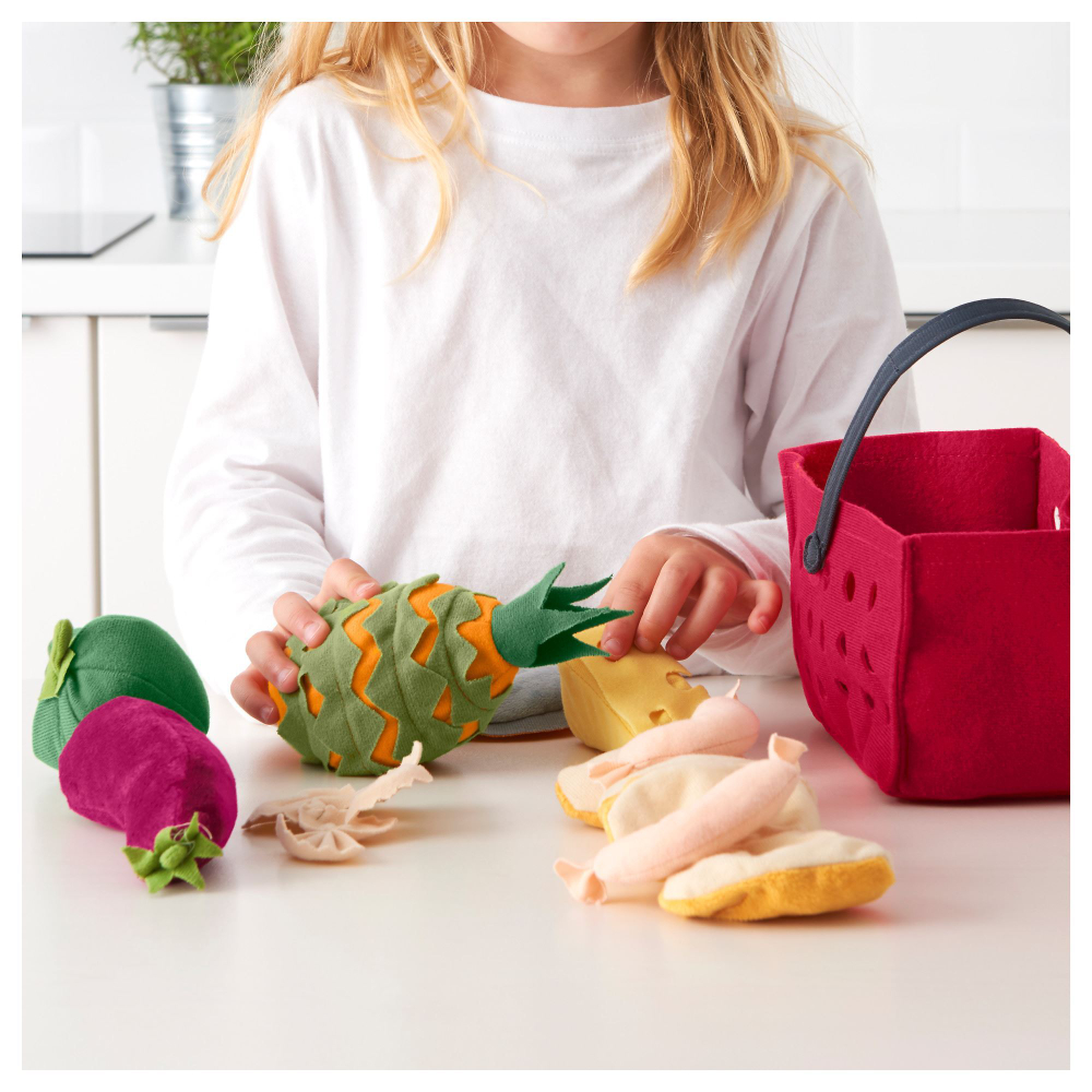 Мягкая игрушка IKEA LATSAS (ЛОТСАС), Корзина с продуктами, 12 шт