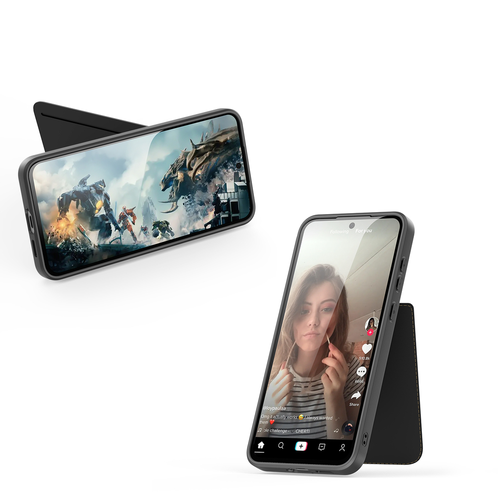 Чехол с поддержкой MagSafe и подставкой-картхолдером от Dux Ducis для Samsung Galaxy S25, серия Rafi II Mag Series