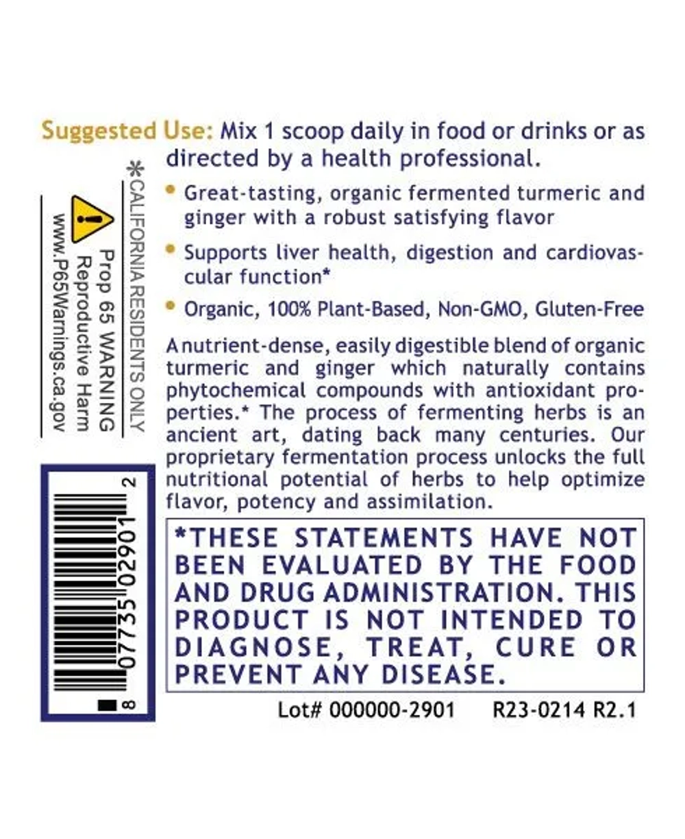 Fermented Turmeric/Ginger 4.7 oz (135g) Powder Premier Research Labs