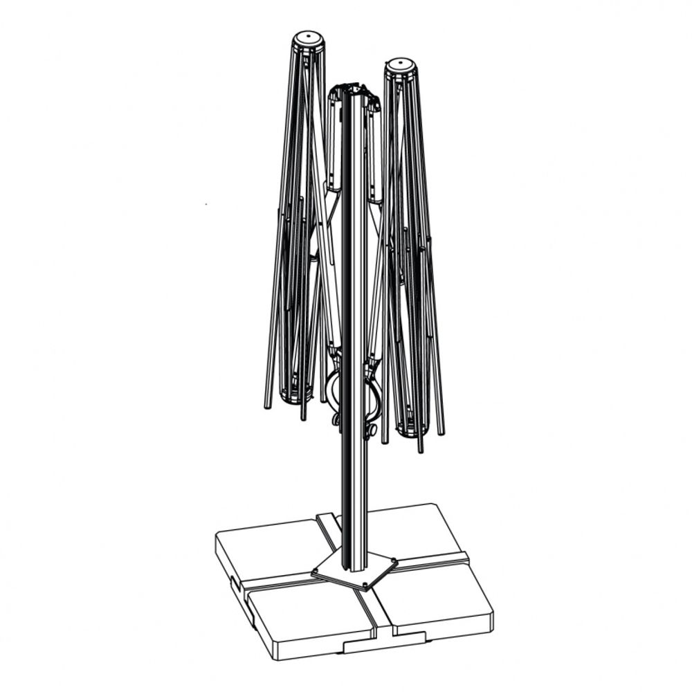 Зонт профессиональный двухкупольный 2.9х6 м Scolaro Galaxia Dual V Timber, имитация ироко, слоновая кость
