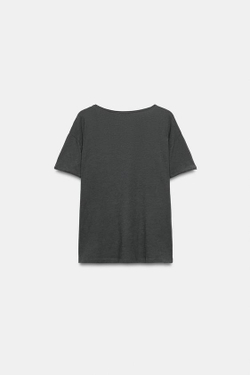ZARA ХЛОПКОВАЯ ФУТБОЛКА С КАРМАНОМ, АНТРАЦИТОВО-СЕРЫЙ