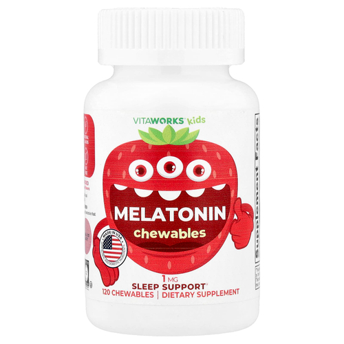 VitaWorks, мелатонин для детей, со вкусом ягод, 120 жевательных таблеток