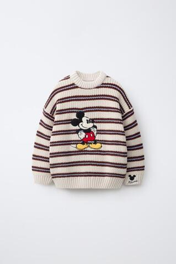 ZARA СВИТЕР В ПОЛОСКУ MICKEY MOUSE © DISNEY, КОРИЧНЕВО-СИНИЙ