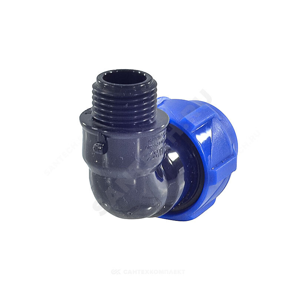 Отвод компрессионный ПЭ Дн 32х1"х90гр НР Ру16 VALFEX 1210012432100