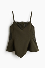 Габардиновый топ с кружевными вставками - H&M