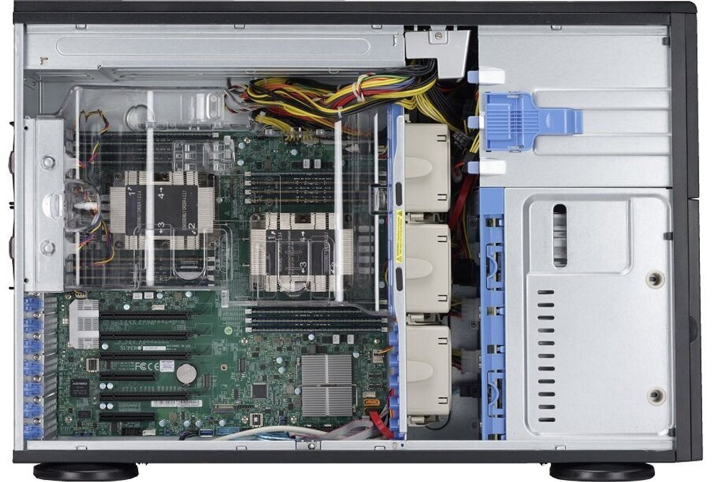 7049GP-TRT Серверная платформа Supermicro SuperWorkstation 7049GP-TRT 4U, 2 x Socket LGA 3647, C621, 16 x DDR4, 8 x 3.5 SATA3 Hot-Swap, 6 x PCI-E x16, 4 x GPU, 2 x 10GbE, R2000W 1#43;1, IPMI P/N: SYS-7049GP-TRT