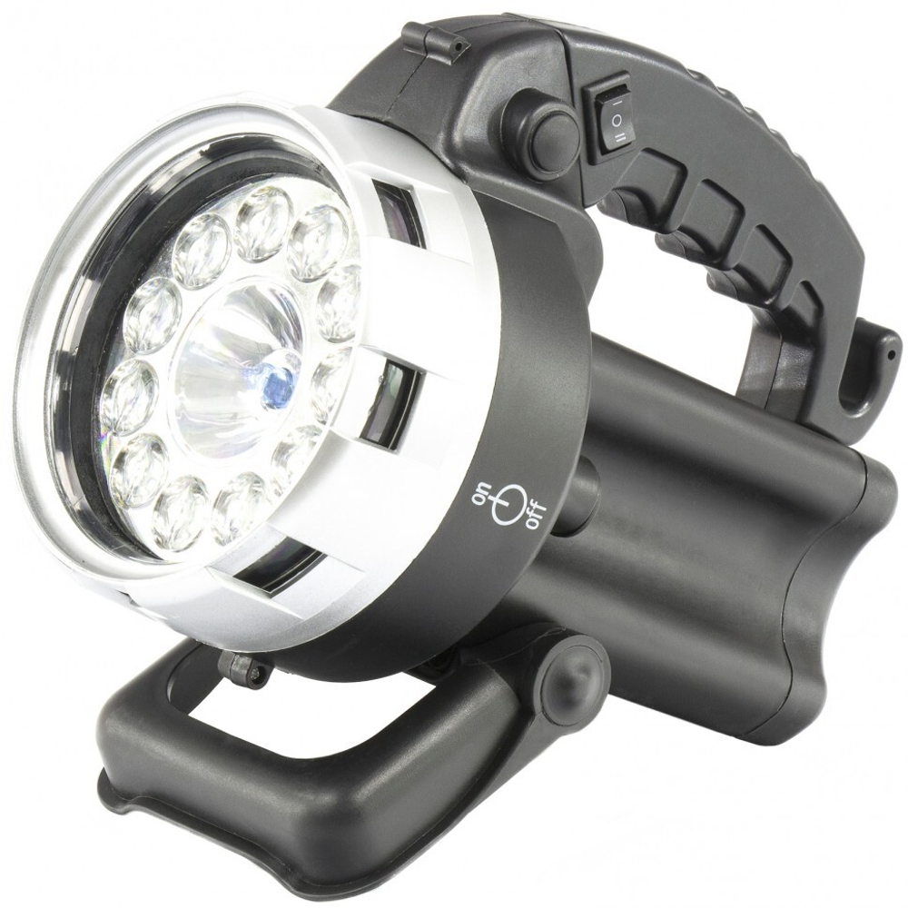 Фонарик поисковый, аккумуляторный, галоген 25 W + 11 светодиодов. STERN