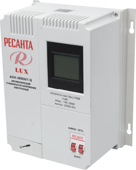 Стабилизатор напряжения релейный 3000 Вт, 220 В Ресанта LUX АСН-3000Н/1-Ц, 63/6/21