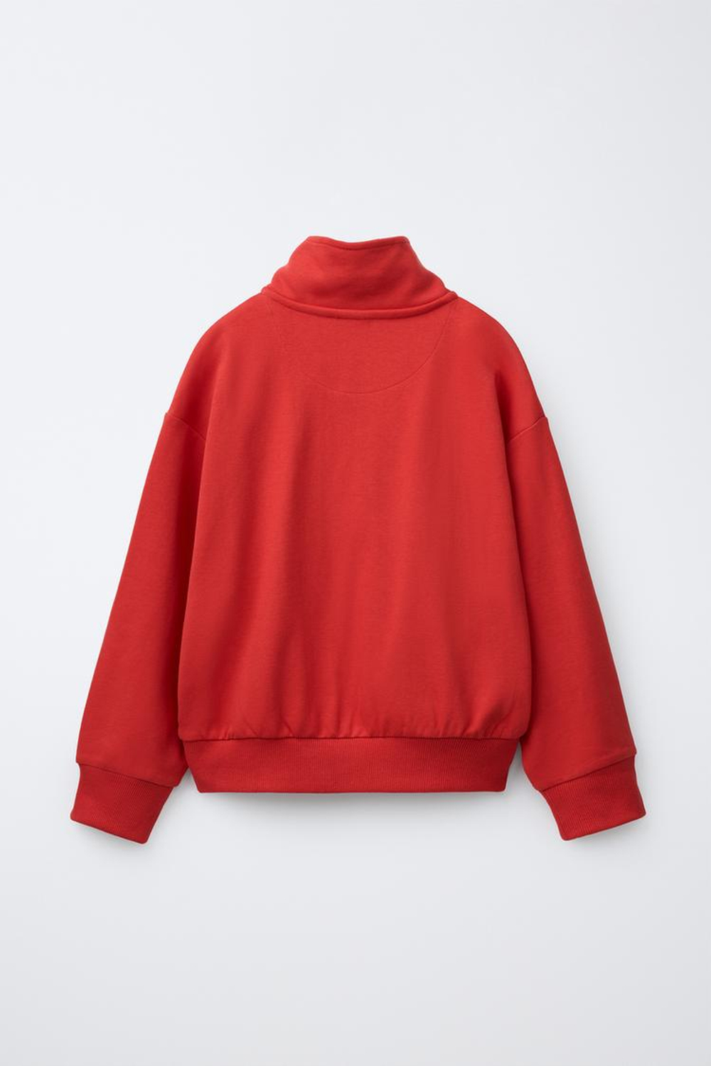 ZARA КОМПЛЕКТ ИЗ ТОЛСТОВКИ НА МОЛНИИ И БРЮК WIDE LEG, КРАСНЫЙ