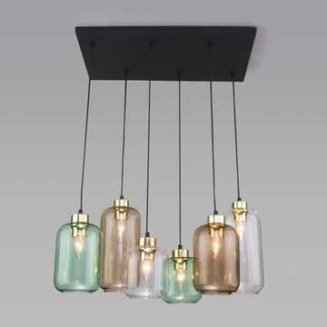Подвесной светильник со стеклянными плафонами 6*Е27 3328 чёрный Marco Green TK Lighting