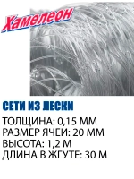 Сетеполотно Standart леска 0,15 мм, яч. 20 мм, высота 1,2 м