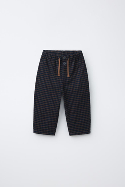 ZARA БРЮКИ BAGGY В КЛЕТКУ, СИНИЙ