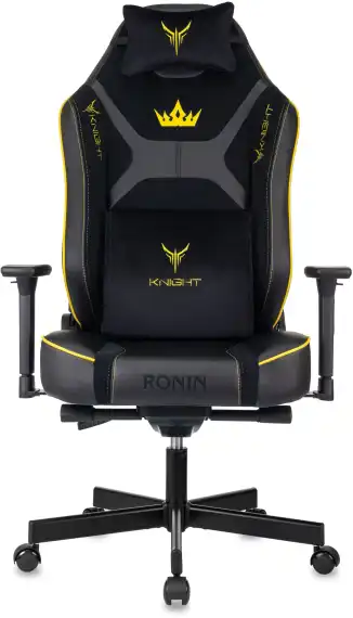 Кресло игровое Knight Ronin черный искусственная замша с подголов. крестов. металл