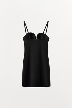 ZARA МИНИ-ПЛАТЬЕ ИЗ ПОЛИАМИДА С ЭФФЕКТОМ BODY SHAPE, ЧЕРНЫЙ
