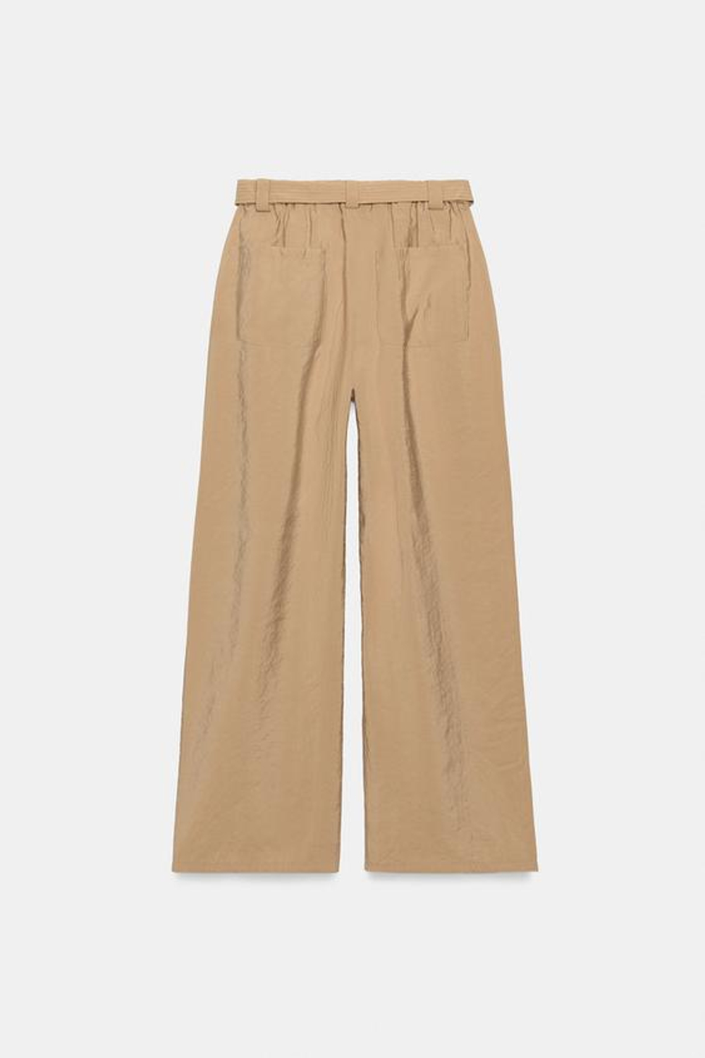 ZARA ПРЯМЫЕ БРЮКИ С ПОЯСОМ, ПЕСОЧНЫЙ