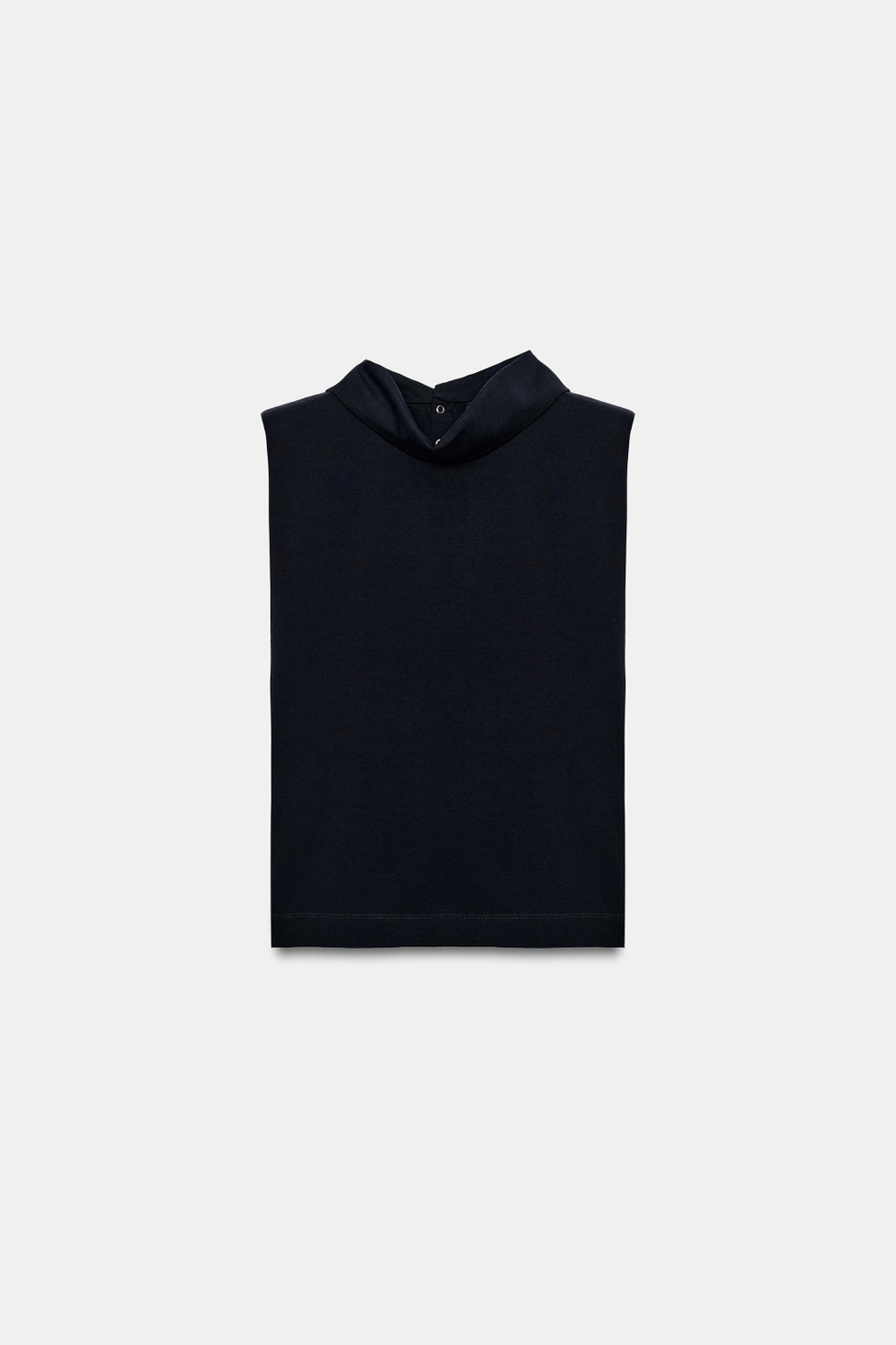 ZARA ТОП С ВЫСОКИМ ВОРОТНИКОМ И ПОДПЛЕЧНИКАМИ, МОРСКОЙ СИНИЙ