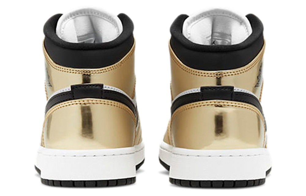 Jordan 1 Mid Metallic Gold Black White GS