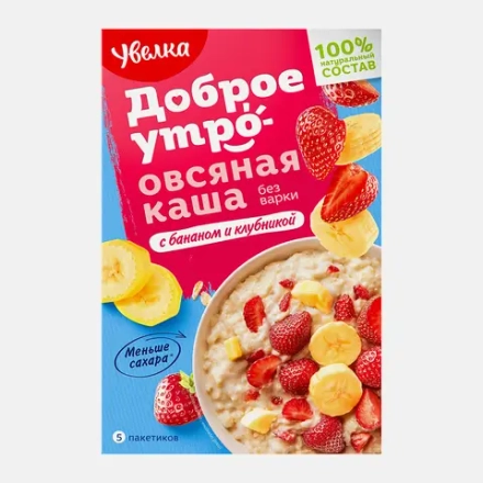 Каша Увелка овсяная Банан и Клубника 200г