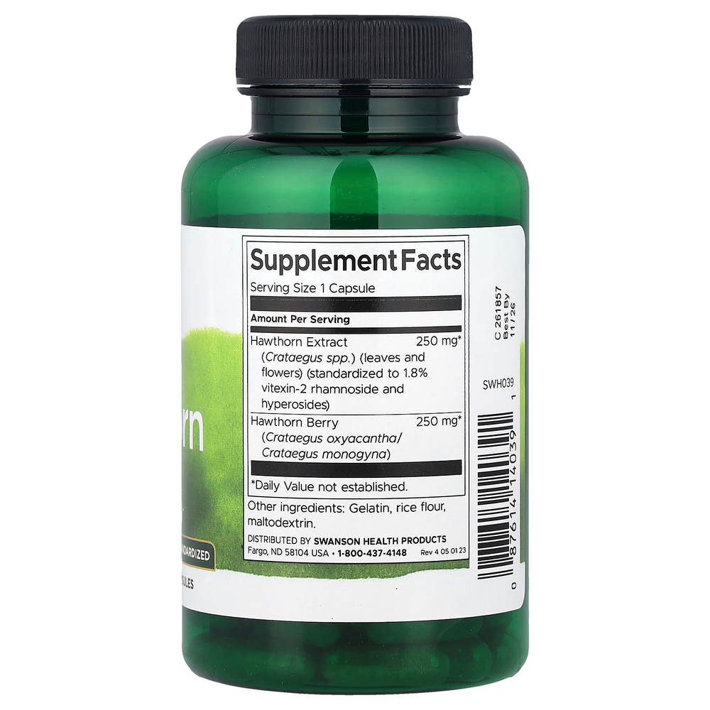 Swanson Vitamins, Боярышник, стандартизированный, 120 капсул