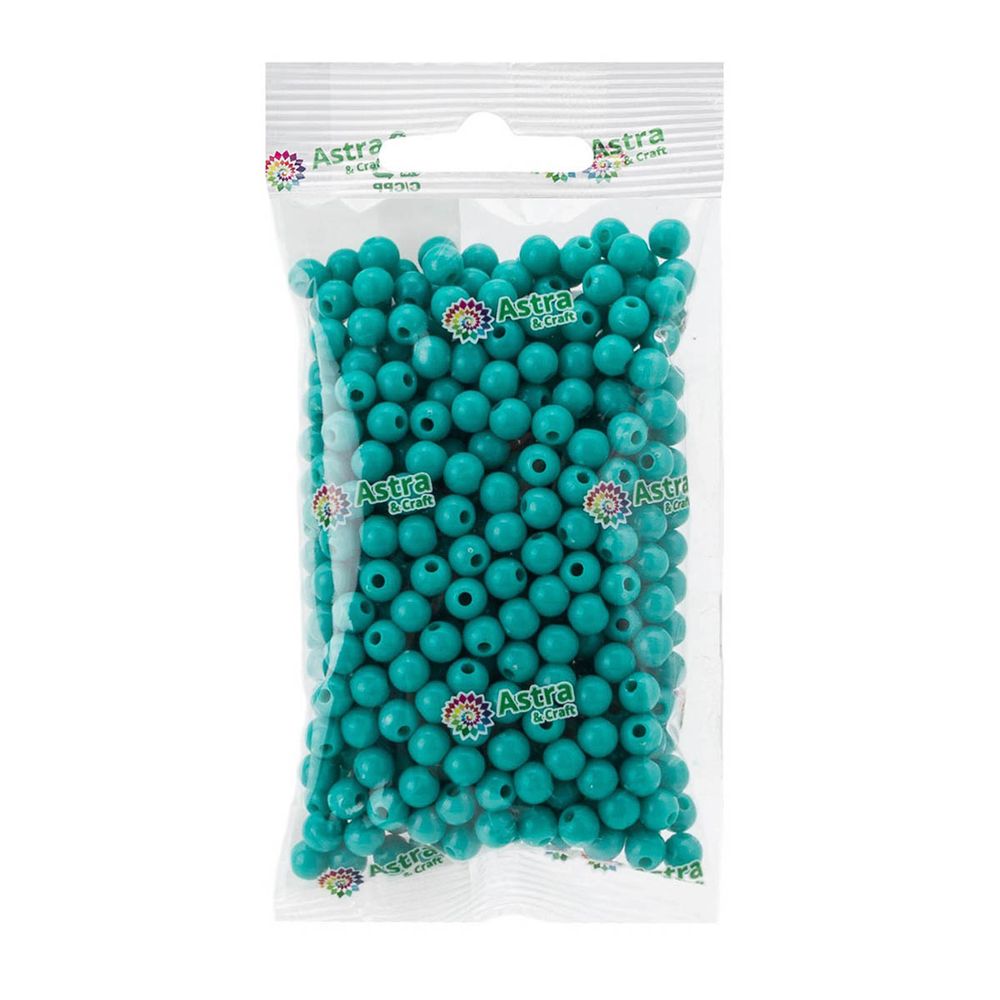 Бусины пластик ⌀6 мм, 50 г, круглые, Astra&Craft (669 бирюза), 1AL121-1