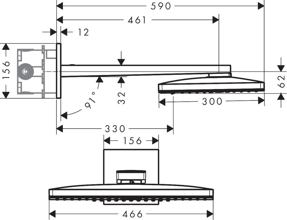 Верхний душ Hansgrohe Rainmaker Select 460 2jet 24005400