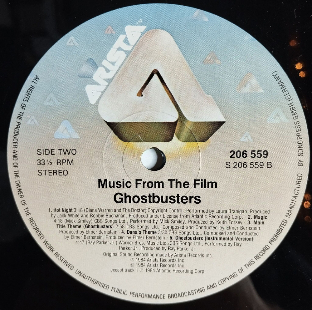 Винтажная виниловая пластинка LP Ghostbusters Soundtrack Album (Germany 1984)