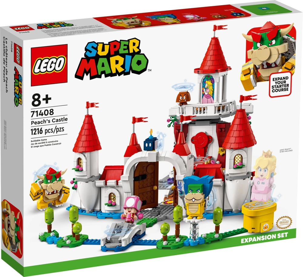 Конструктор лего супер марио Персиковый замок 71408 | LEGO Super Mario Peach's Castle Expansion Set 1216 деталей | 8+