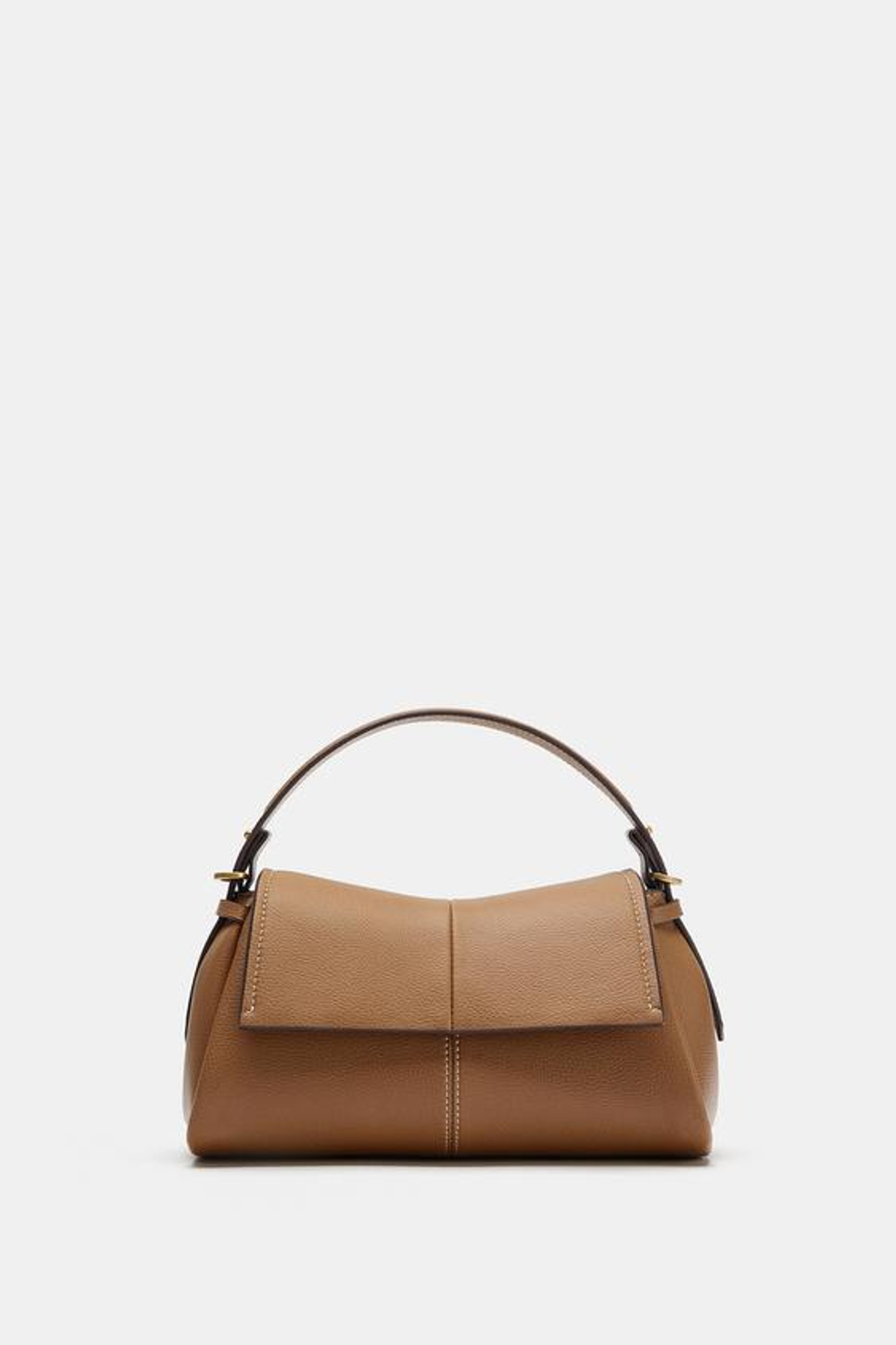 ZARA СУМКА С ДЕКОРАТИВНОЙ СТРОЧКОЙ, ТЕМНЫЙ РЫЖЕВАТО-КОРИЧНЕВЫЙ