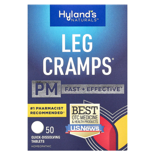 Hyland's Naturals, добавка против судорог в ногах, для приема в ночное время, 50 быстрорастворимых таблеток