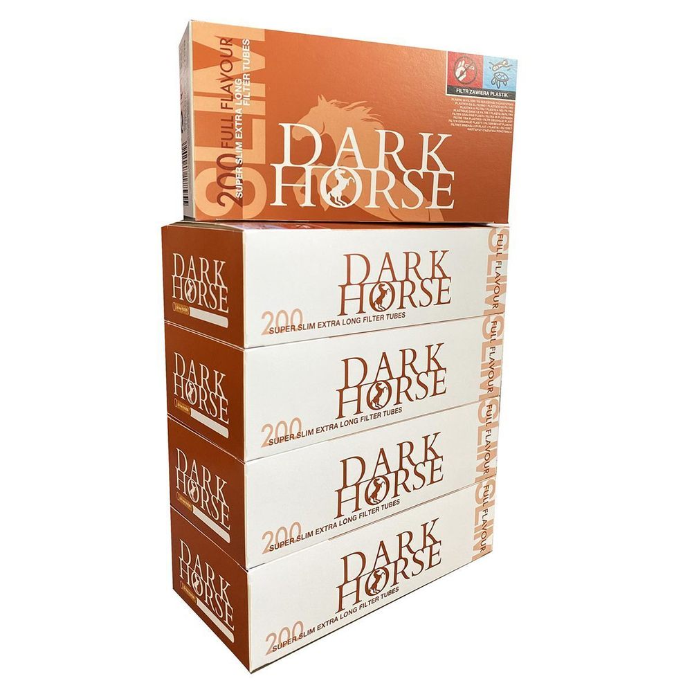 Гильзы для сигарет "Dark Horse" Super Slim Extra Long 6.5мм 24мм 5х200шт (Комплект)