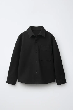 ZARA КУРТКА-РУБАШКА С КАРМАНОМ, ЧЕРНЫЙ