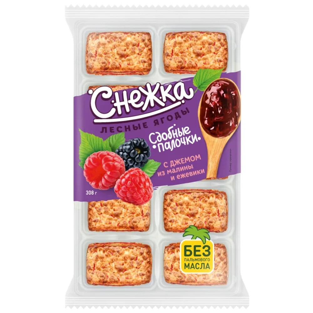 Сдобные палочки Снежка (с джемом из малины и ежевики) 308гр