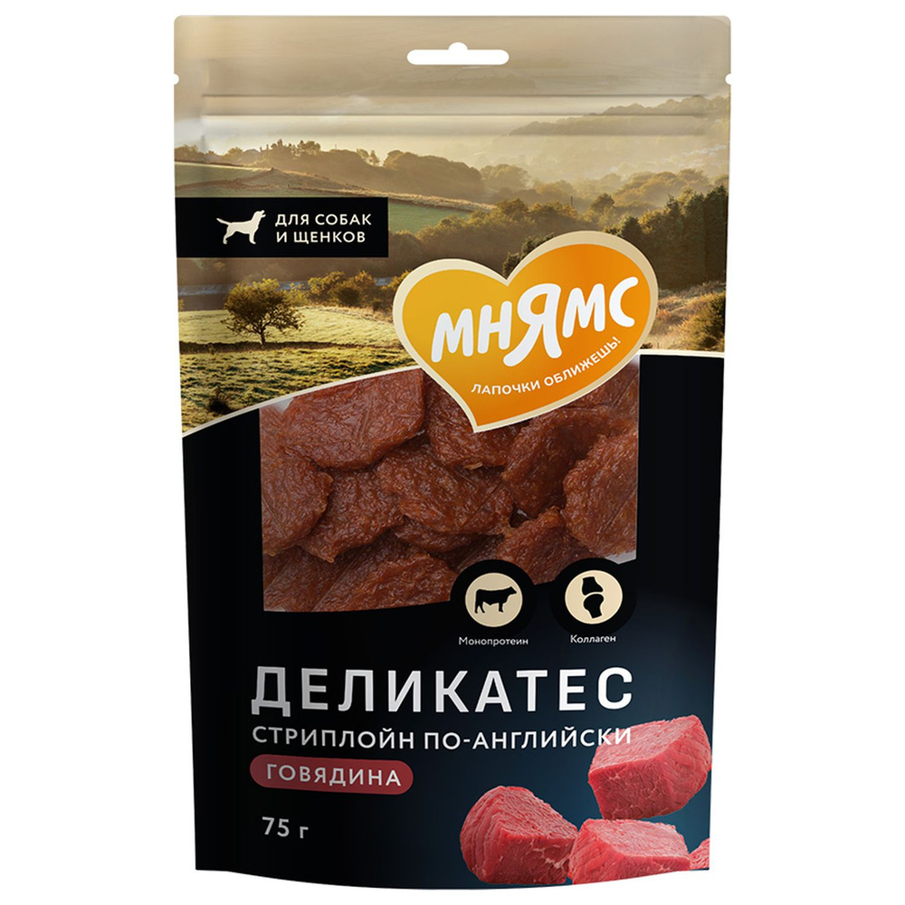Мнямс Лакомство Деликатес "Стриплойн по-английски" для собак 75 г