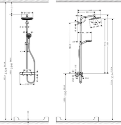 Crometta S 240 1jet Showerpipe, EcoSmart, 9 л/мин, душевая система для душа с термостатом 27268000