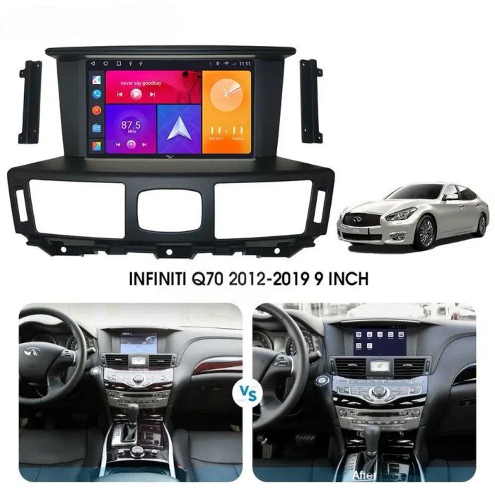 Магнитола для Infiniti Q70, M25, M37 (поддержка Bose и 360) - Kuberg SF-9100 (рамка 9") QLed+2K, Android 13, Быстрейшая, CarPlay, 4G SIM-слот