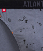 Мужские трусы слипы спорт Atlantic, набор 3 шт., хлопок, черные + графитовые + голубые, 3MP-171