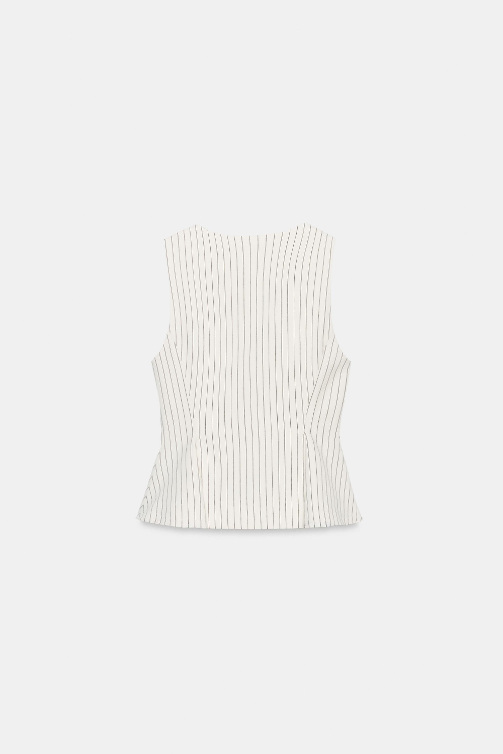 ZARA ЖИЛЕТ В ПОЛОСКУ С БАСКОЙ, ЭКРЮ/ЧЕРНЫЙ