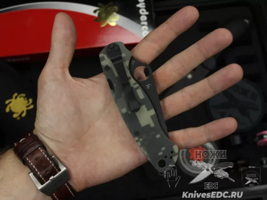 Нож складной Spyderco Paramilitary 2 C81GPCMOBK2 c черным клинком CPM-S45VN, рукоять камо G10