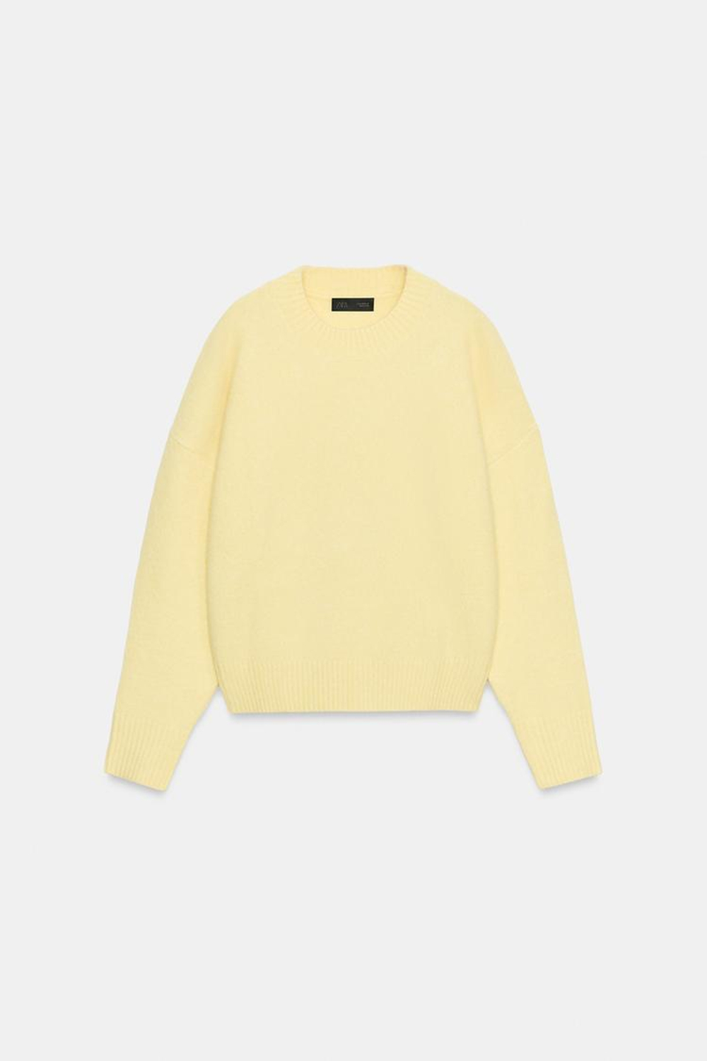 ZARA МЯГКИЙ ТРИКОТАЖНЫЙ СВИТЕР, СВЕТЛО-ЖЕЛТЫЙ
