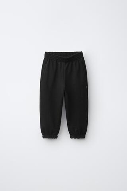 ZARA ОДНОТОННЫЕ БРЮКИ-ДЖОГГЕРЫ, ЧЕРНЫЙ