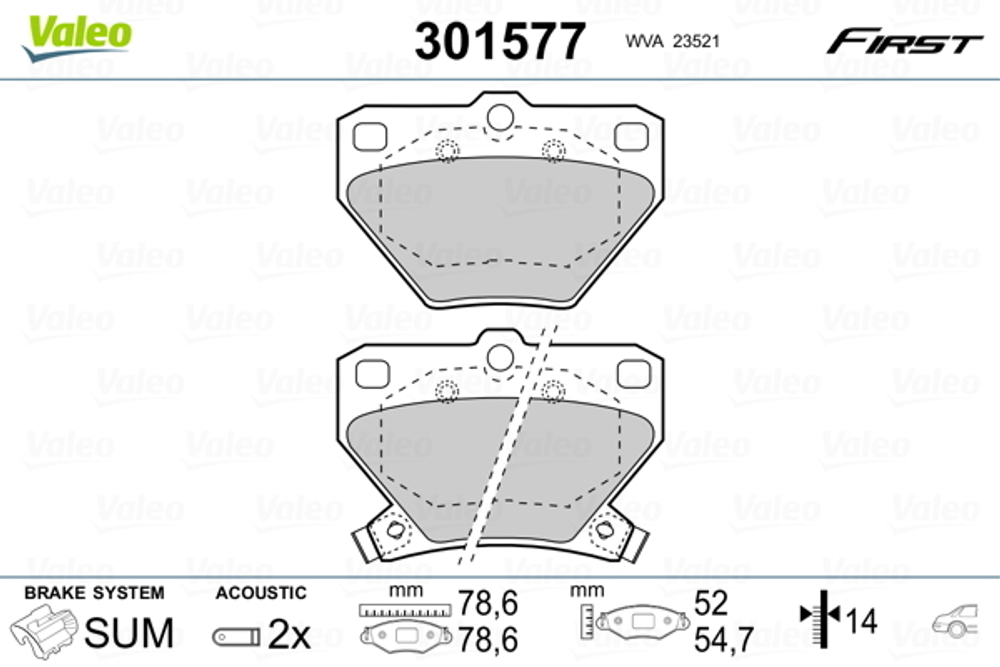 VALEO - 301577-VAL - Brake Pad Set, disc brake