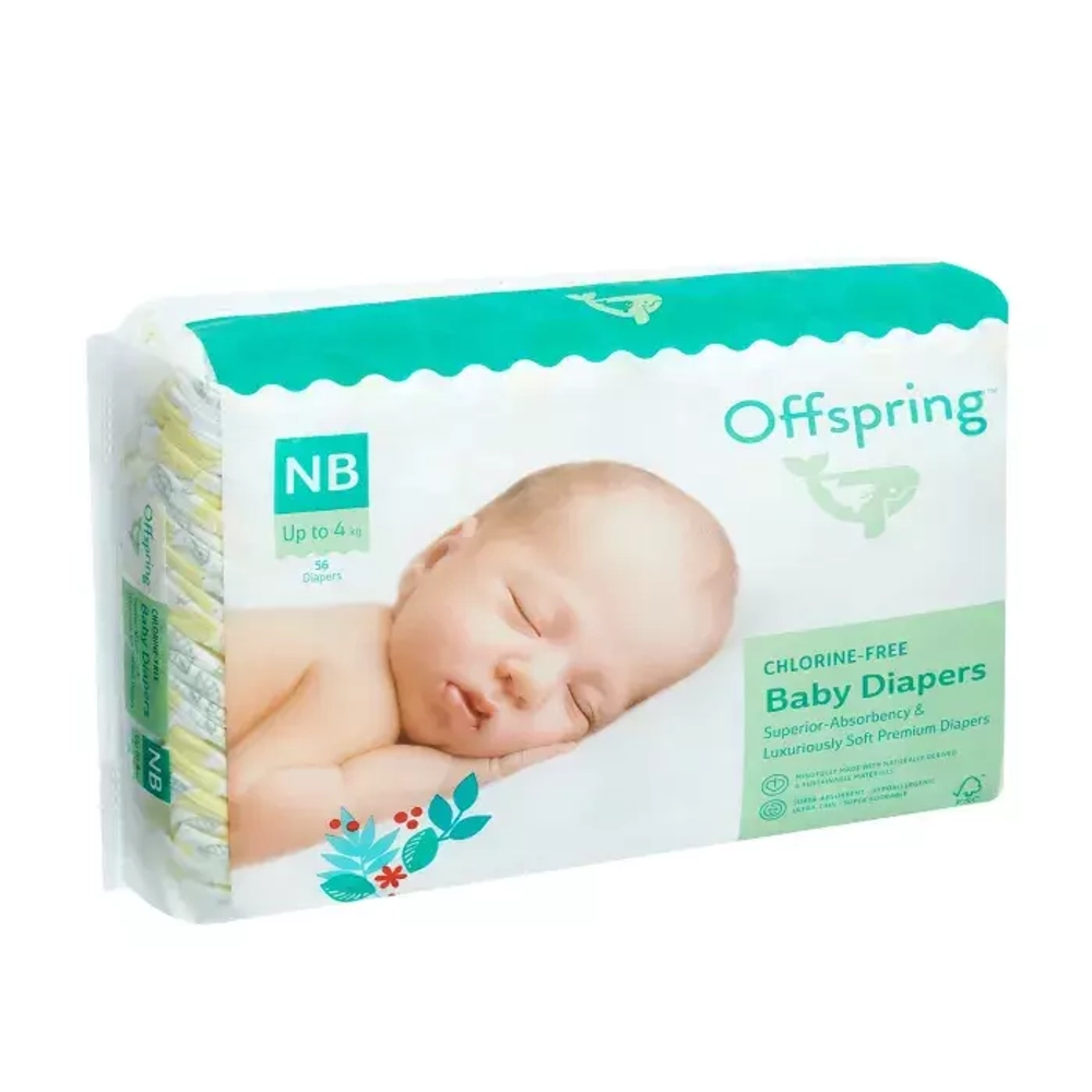 Offspring подгузники NB 2-4 56шт лимоны