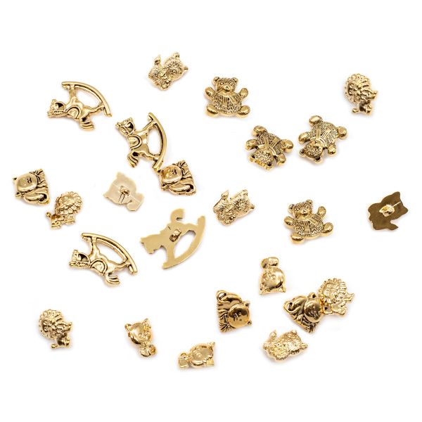 Украшения декоративные: пуговицы Игрушки-зверюшки, AG/золото, 24 шт
