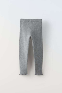 ZARA ТРИКОТАЖНЫЕ ЛЕГИНСЫ В РУБЧИК, СЕРЫЙ